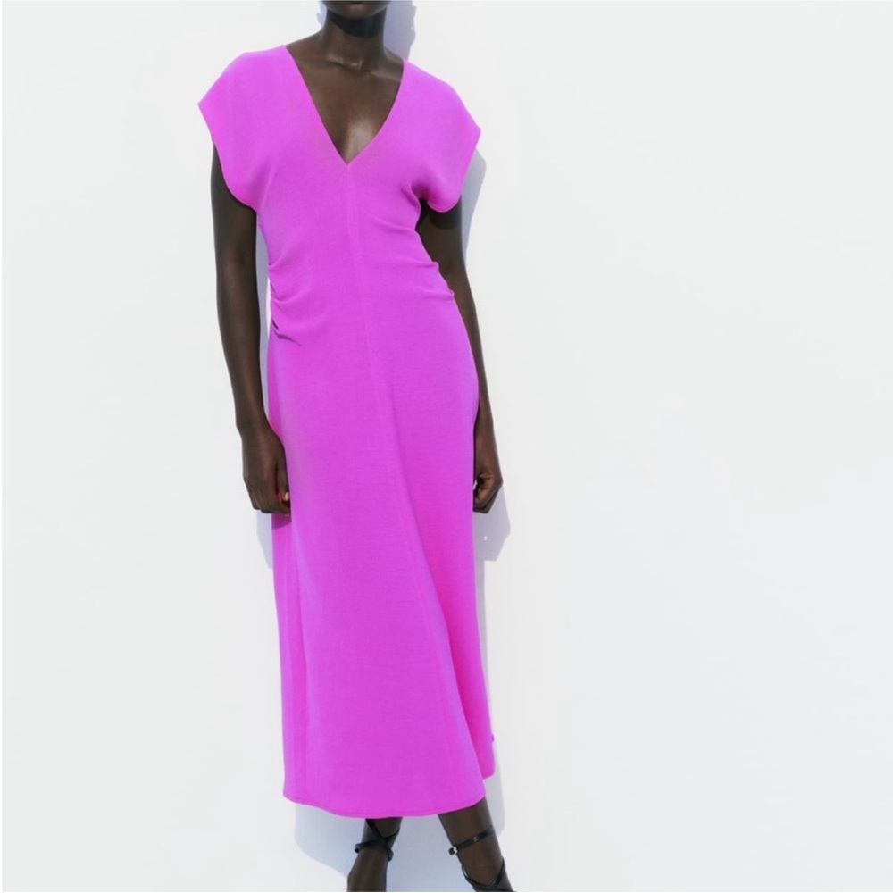 Zara Vibrant Pink Midi Dress